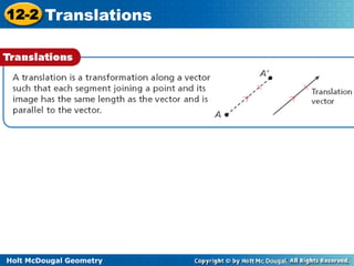 12-2 Translations 
Holt McDougal Geometry 
 