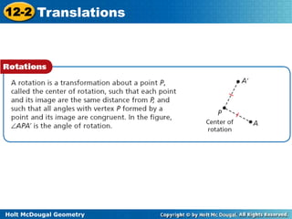 12-2 Translations 
Holt McDougal Geometry 
 