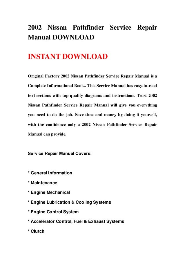2002 nissan pathfinder service repair manual download
