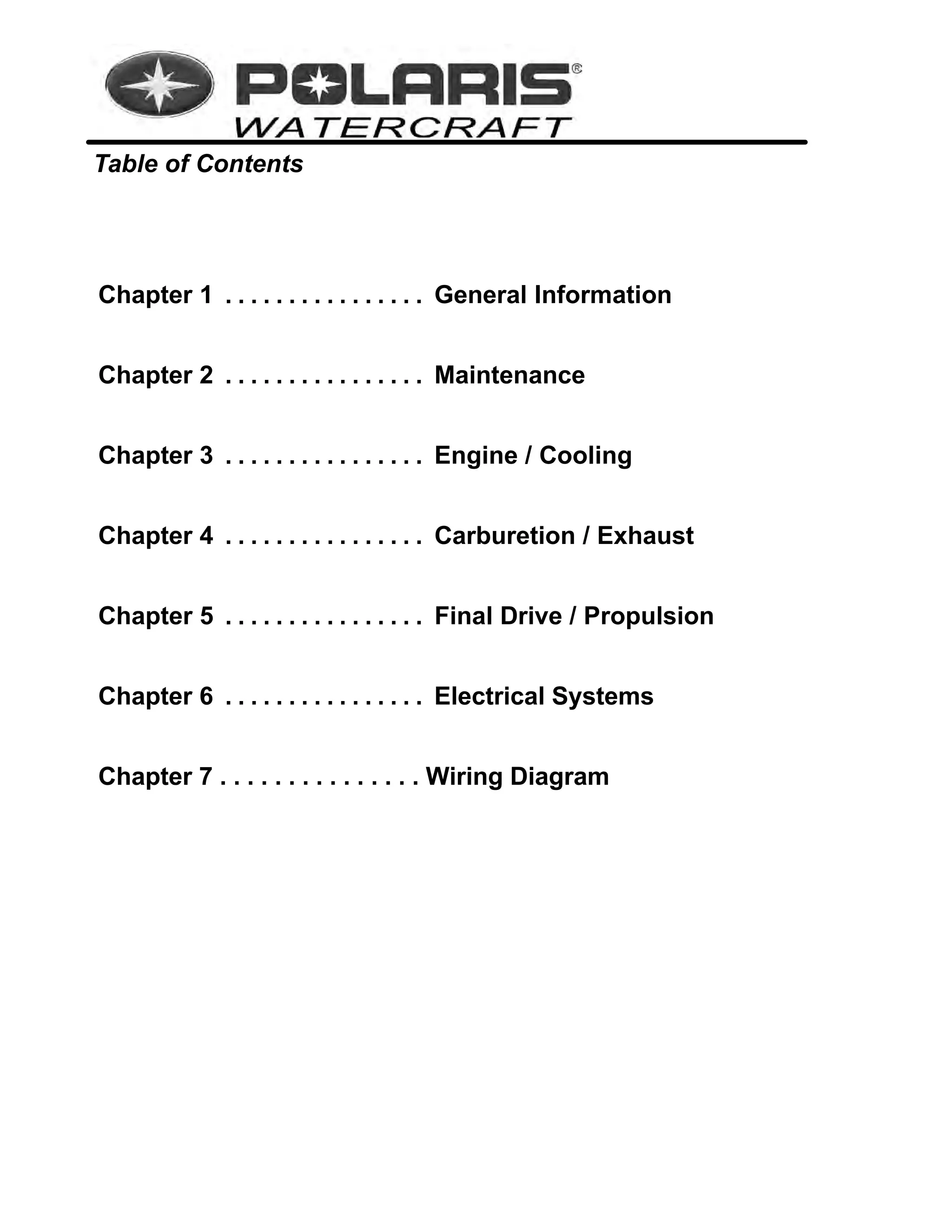 2002 polaris octane personal watercraft service repair manual | PDF