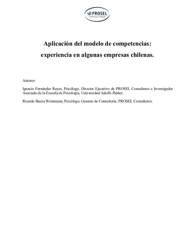 Fernández y Baeza (2002). Aplicación del modelo de 