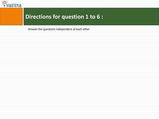 Directions for question 1 to 6 :
 Answer the questions independent of each other
 