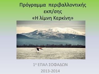 Πρόγραμμα περιβαλλοντικής
εκπ/σης
«Η λίμνη Κερκίνη»
1ο ΕΠΑΛ ΣΟΦΑΔΩΝ
2013-2014
 