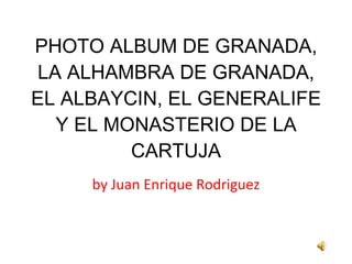 PHOTO ALBUM DE GRANADA, LA ALHAMBRA DE GRANADA, EL ALBAYCIN, EL GENERALIFE Y EL MONASTERIO DE LA CARTUJA by Juan Enrique Rodriguez 