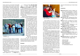 DeArGe Mitteilungen 8(4), 2003                                                                                                                                                                   DeArGe Mitteilungen 8(4), 2003



zutraf, wurde nun versucht die Unterfamilie          …«, »…Kutikula der Beine mehr oder weniger                                                                             pants were determined up to at least Genus
zu bestimmen. Bevor jedoch auch dieser               Glatt …«, »...Patella + Tibia IV kaum länger,                                                                          level!
Schritt erfolgreich vollzogen werden konnte,         gleichlang oder meistens kürzer als Patella + Tibia
musste klar sein, was normale Behaarung,             I...« sehr irreführend oder, wie der hier letzt-                                                                       LITERATUR:
Scopulabehaarung (z. B. an der Außenseite            genannte Fall, nicht benutzbar, da die Aus-
der Chelizeren) und Stridulationsorgane              sage alle möglichen Optionen beschreibt                                                                                BERTANI, R. (2001): Revision, Cladistic ana-
sind, da sich speziell bei diesen nun abge-          und damit wenig konkret ist. Doch trotz                                                                                   lysis, and Zoogeography of Vitalius,
fragten Merkmalen nicht alle Teilnehmer              einiger Unzulänglichkeiten sollte das Buch                                                                                Nhandu, and Proshapalopus; with notes
sicher waren. Weiterhin wurden Spermathe-            bei jedem, der Vogelspinnen bestimmen                                                                                     on other Theraphosine Genera. Arquivos
kenformen, Beinlängenverhältnisse, Fovea-            will, nicht fehlen.                                                                                                       de Zoologia, Volume 36, Fascículo 3, Uni-
form, Sitz und Ausbreitung von Stridulati-                Dank der Unterstützung von VOLKER                                                                                    versität Sáo Paulo
onsorganen und viele weitere Merkmale an-            VON WIRTH und DR. SCHREIBER konnte die-                                                                                HENNIG, W. (1982): Phylogenetische Syste-
                                                                                                            Unser 1. Vorsitzender bei der Bestimmung seiner Exuvien.
                                                                      ser Bestimmungskurs erfolg-           Foto: Frank Schneider                                              matik. Verlag Paul Parey, Hamburg & Ber-
                                                                      reich durchgeführt werden.                                                                               lin
                                                                      Bei Problemen stand VOLKER                Nine members of the DeArGe e.V. joi-                        MAYR, E. (1975): Grundlagen der zoologi-
                                                                      immer zur Seite und half             ned into the course. Two of them arrived                            schen Systematik. Verlag Paul Parey,
                                                                      oder »schubste« einen auf            from Luxembourg and ANDRÉ LEETZ came                                Hamburg & Berlin
                                                                      den richtigen Weg. Am Ende           from France to participate in the course.                        SCHMIDT, G. (1993): Vogelspinnen. Land-
                                                                      hatte auch A NDRÉ seine Art          VOLKER VON W IRTH , as the leader of the                            buchverlag, Hannover , 4. Auflage.
                                                                      aus Uruguay erfolgreich als          course, first of all gave an overview about                      VON W IRTH , V. (2002): Welche Spinne ist
                                                                      eine uns unbekannte zuge-            the different species-concepts that have                            das? DeArGe-Mitteilungen 7(11): 6-13.
                                                                      hörige der Gattung Grammost-         been developed during the history of biolo-                      WÄGELE, J. W. (2000): Grundlagen der Phy-
                                                                      ola bestimmt. Es kann gesagt         gical science.                                                      logenetischen Systematik.Verlag Dr. Frie-
                                                                      werden, dass der Kurs (selbst             Starting with the Typological Species Concept                  drich Pfeil, München
                                                                      für Fortgeschrittene) sehr           of LINNÉ the participants just learned about                     WHEELER, Q. & MEIER, R. (2000): Species
                                                                      lehrreich ist, zumal man viele       the Morphological Species Concept of DARWIN,                        Concepts and phylogenetic Theory – a
                                                                      neue Gesichter der »Szene«           the Evolutionary Species Concept of WILEY &                         debate. Columbia University Press, New
                                                                      kennen lernt.                        MAYDEN, the Phylogenetic Species Concept sensu                      York
 Gruppenfoto.
 Foto: Frank Schneider                                                    Mein Fazit: Der Kurs hat         MISHLER & THERIOT and the Phylogenetic Spe-                      WIESEMÜLLER, B. ET. AL. (2003): Phyloge-
                                                                      mir sehr viel Spaß bereitet          cies Concept sensu WHEELER & PLATNIK and                            netische Systematik. Springer, Berlin
gesprochen und deren teilweise zweifelhaf-           und ich hoffe, dass er im nächsten Jahr               about the advantages and disadvantages the-
ter Informationsgehalt erläutert. In diesem          ebenfalls stattfinden wird und weitere Spin-          se concepts »offer«. Most of these concepts                         Adresse des Autors:
Zusammenhang soll nicht unerwähnt blei-              nenfreunde daran teilnehmen werden.                   do have disadvantages that prevent a suces-                         Frank Schneider
ben, dass zwei Teilnehmer ein Exemplar                                                                     sful determination and analysis of tarantu-                         Germersheimerstr. 14
untersuchten, welches laut dem Bestim-               SUMMARY:                                              las. The Biological Species Concept of MAYR and                     67067 Ludwigshafen
mungsschlüssel von S CHMIDT 1993 in die                                                                    the H ENNIGIAN Species Concept seem to be                           ! F242Schneider@aol.com
Gattung Cyriopagopus gehört hätte, was sich          Once per year the DeArGe e.V. arranges a              more objective than the other ones. After
jedoch eindeutig als falsch erwies. Erst über        course to show interested members how to              this the participants learned how to use a
den Bestimmungsschlüssel von VON WIRTH               determinate tarantulas. This years course             determination key for tarantulas and started
2002 wurde die Art richtig als Haplopelma            took place at »Institut für Umweltfor-                determination of moltings.
schmidti bestimmt!                                   schung« which is located at the University of              Beginning with the question »Does this
    Mitunter waren im Werk von SCHMIDT               Saarbrücken.                                          molting really belong to the family of
solche Angaben wie »… nur wenig länger als                                                                 Theraphosidae?« the exuviae of all partici-
                                                16                                                                                                                     17
 