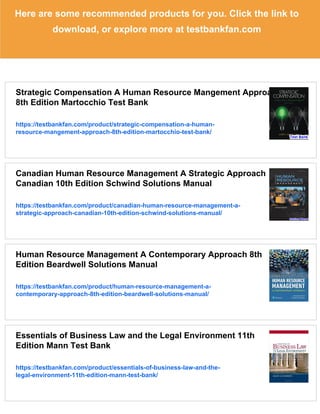 Strategic Compensation A Human Resource Mangement Approach 8th Edition ...