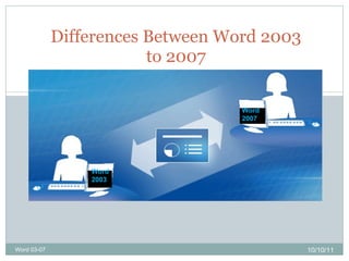 Differences Between Word 2003 to 2007 10/10/11 Word 03-07 Word 2003 Word 2007 