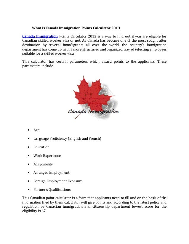 Eoi canada points calculator Eoi canada points calculator