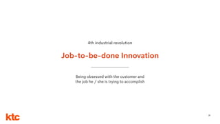 25
Job-to-be-done Innovation
Being obsessed with the customer and
the job he / she is trying to accomplish
4th industrial revolution
 