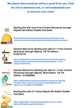 Solution Manual for Starting Out with C++ from Control Structures to ...