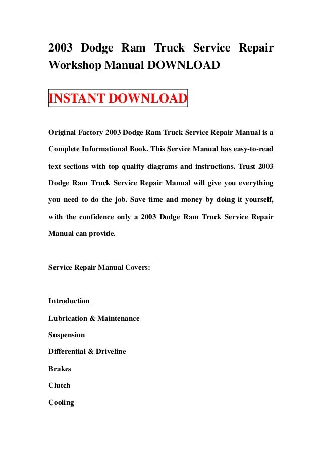 2003 dodge ram factory service manual