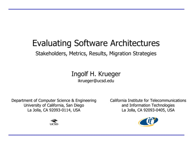 Evaluating Software Architectures | PPT
