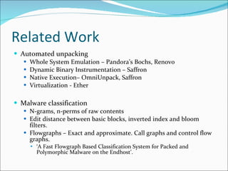 Malware Classification Using Structured Control Flow | PPT