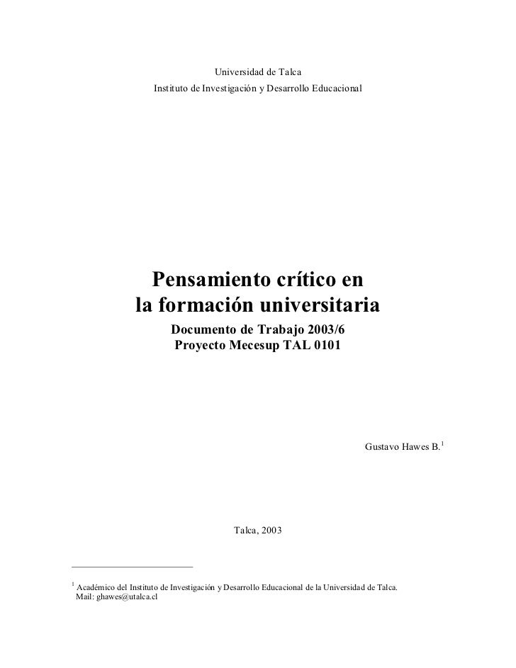 2003 pensamiento critico