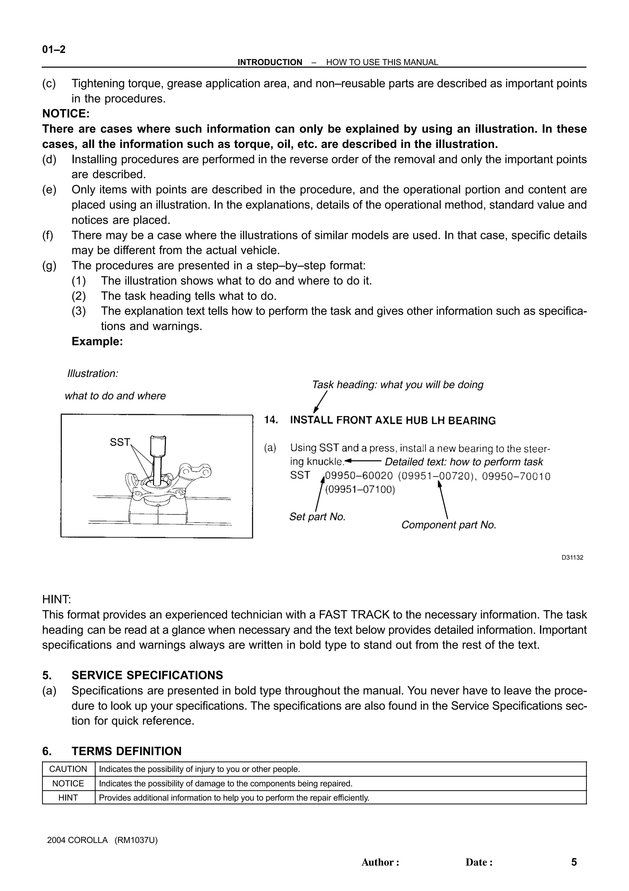 2003 TOYOTA COROLLA SERVICE MANUAL PDF visual data 3