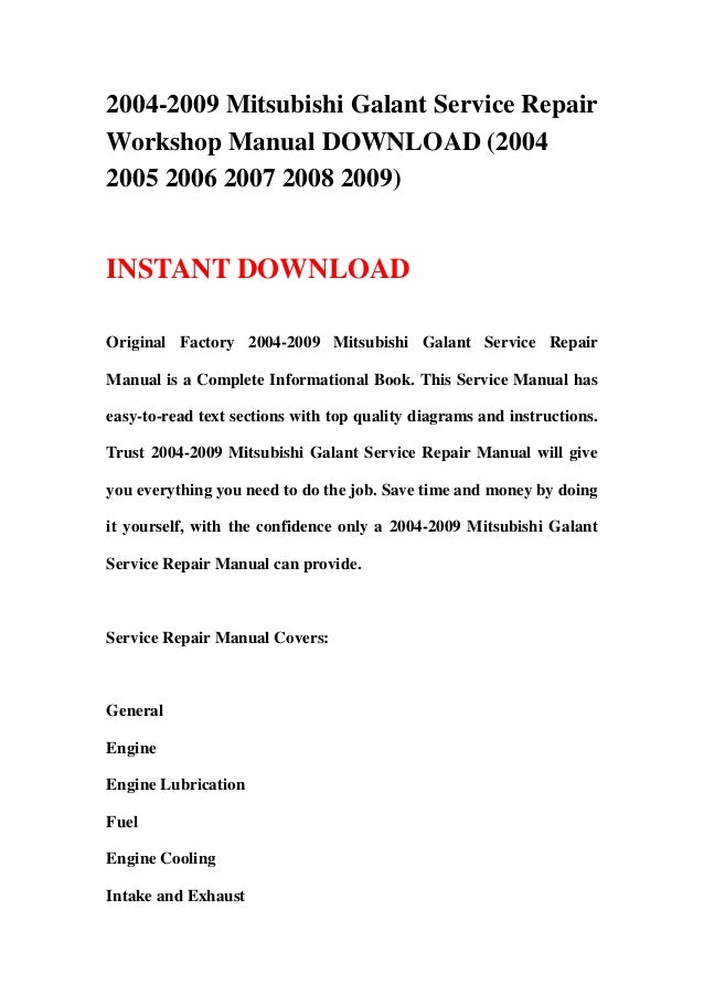 2004 mitsubishi galant manual pdf