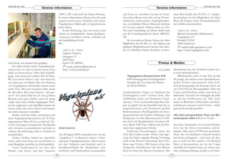 ARACHNE 9(4), 2004                                                                                                                                                                      ARACHNE 9(4), 2004
                                Vereine informieren                                                                                   Vereine informieren
                                                      (1000 l, 250 l und noch ein kleines Becken).    und Tiere zu erwerben. Gerade im Nord-               chen. Dem Kodex der DeArGe e.V. entspre-
                                                      In einem abgetrennten Raum, den ich auch        deutschen Raum sind sehr wenig Terrari-              chend geben wir den Mitgliedern auf diese
                                                      separat heizen kann, befinden sich meine        stikbörsen, insbesondere Vogelspinnebör-             Weise die Chance, echte Terrariennachzuch-
                                                      Vogelspinnen. Daher gibt es logischerweise      sen, vorzufinden. Diesen Misstand möchten            ten in Ruhe auszutauschen.
                                                      keine Ferien.                                   wir hiermit ändern. Nähere Infos zu Ort,
                                                          In der Hoffnung, dass ich meine neue        Zeit und Anmeldung zur Börse findet man                 Adresse des Autors:
                                                      Arbeit zur Zufriedenheit meiner Kollegen/       auf der Umschlagrückseite dieser ARACH-                 Michael Goduscheit (Medienwart)
                                                      -innen gut ausführen werde, verbleibe ich       NE.                                                     Vogelspinne e.V.
                                                      mit freundlichem Gruß,                              Als besonderen Bonus bieten wir allen               Postfach 910163
                                                      RES                                             Mitgliedern der DeArGe e.V. die Option, mit             30421 Hannover
                                                                                                      gültigem Mitgliedsausweis bereits eine Stun-                redaktion@vogelspinne-ev.de
                                                         Adresse des Autors:                          de vor offiziellem Einlass die Börse zu besu-           http://www.vogelspinne-ev.de
                                                         Andreas Christen
                                                         Länggasse 27
                                                         3600 Thun
noch heute von meiner Frau gepflegt.                     Natel. 078-7889565                                                             Presse & Medien
    Ich nahm wieder meine Vogelspinnenli-                    musik_christen@bluewin.ch
teratur hervor und versuchte meine Frau                  http://www.arachnida.ch                                                        03.12.2003         übernehmen das, die Viecherln werden heu-
dafür zu interessieren. Ohne ihre Einwilli-                                                                                                                te noch abtransportiert.«
gung wäre heute kein solches Tier im Haus.                                                                Vogelspinnen-Invasion beim Zoll                      »Weihnachten steht vor der Tür, da hab
Wir besuchten Börsen und informierten                                                                    1000 Schmuggeltiere beschlagnahmt:                ich gesagt, wir machen einen Spezialeinsatz«,
uns (Internet sei Dank) über die Haltung                                                                 Zuwachs für Zoo, Haus des Meeres                  sprach T OMEK und postierte seine Zoll-
von Vogelspinnen und kauften unsere ersten                                                               von Martin Wimmer                                 Artenschutzgruppe am Sonntag schon um
sechs Tiere. Was jetzt kommen sollte, kennt                                                                                                                vier Uhr Früh am Messeparkplatz. Dass der
ihr alle selber. Das erste Füttern – was pas-                                                         Arachnophobie (Angst vor Spinnen) hat                Ungar nach Käufern suchte, war nicht zu
siert? Auf jeden Fall bin ich mit großem                                                              Chefinspektor J OSEF T OMEK nicht. Der               übersehen. Um acht Uhr schnappte die Falle
Respekt und, ganz ehrlich, auch ein wenig                                                             Zoll fahnder »sitzt« auf Hunderten Vogel-            zu und der Kofferraum auf. »Die Tiere
Angst mein neues Hobby angegangen. Wör-                                                               spinnen. »Von stecknadelkopfgroßen Jun-              waren in Röhrchen, Folienrollen und Klar-
ter wie »aggressiv« und »friedlich« kannte ich                                                        gen, wo gleich vier im Glasröhrl sind, bis zu        sichtboxen verstaut« weiß T OMEK . »Alles
schon, hatte aber keine Praxis und konnte                                                             ausgewachsenen, acht Zentimeter großen               ganz professionell gemacht.«
mir nichts darunter vorstellen.                                                                       Rotkniespinnen.« Beschlagnahmt am Sonn-
    Seither sind drei Jahre verstrichen und                                                           tag gemeinsam mit Geckos, Schlangen und              »Da sind auch geschützte Tiere wie Kai-
mein Vogelspinnenbestand ist auf 50 Tiere                                                             Skorpionen vor dem Messezentrum St. Pöl-             serskorpione dabei.« RUDOLF TOMEK
angewachsen. Mein Ziel ist es, mich auf Tie-                                                          ten, bevor die Reptilienbörse »Exotica« öff-
re der Gattungen Grammostola, Brachypelma                                                             nete. Rund 1000 Tiere füllten den Koffer-            »Exotica«-Veranstalter ALEXANDER DOBER-
und Avicularia zu spezialisieren und auch zu          ANKÜNDIGUNG                                     raum eines ungarischen Citroën.                      NIGG hat die Aktion beobachtet und be -
züchten. Sie sind haarig, nicht so schnell und                                                            Eindeutig Tierschmuggel, meint der               hauptet: »Das sind zu 99 Prozent gezüchtete
wunderschön.                                          Am 28.August 2004 veranstalten wir von der      Zoll. Der Lenker wurde verhört und ange-             Tiere, die von Sammlern verkauft werden,
    Andere Hobbys haben wir eigentlich                Vogelspinne e.V. in Hannover unsere 1. Inter-   zeigt, das Getier zappelte Montag Vormittag          und keine gefangenen – man kann die Jun-
nicht, außer man kann uns im Sommer in                nationale Vogelspinnenbörse. Damit bieten       noch in der Wiener Zollzentrale. Kein Pro-           gen ja nicht ins Klo spülen.« Als Beispiel
einer Berghütte antreffen (zu Fuß natürlich).         wir den Züchtern und Käufern auch in            blem, sagt T OMEK : »Wir haben schon den             führt er Kornnattern, wie sie der Ungar
    Unser Tierbestand ist zur Zeit: drei              Norddeutschland die Möglichkeit, ihre           Tiergarten Schönbrunn und den Blauen                 ebenfalls im Gepäck hatte, an: »Eine typi-
Hun de, eine Katze und drei Aquarien                  Zuchttiere und Nachzuchten auszutauschen        Kreis im Haus des Meeres kontaktiert. Die            sche Anfängerschlange, da gibt es im Inter-
                                                 38                                                                                                   39
 
