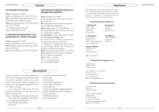 ARACHNE 9(4), 2004                                                                                                                                                          ARACHNE 9(4), 2004
                                        Termine                                                                                                           Impressum
Terrarienbörse Karlsruhe                             Internationale Vogelspinnenbörse in            Die »ARACHNE« wird herausgegeben von der Deut-
                                                                                                    schen Arachnologischen Gessellschaft e.V.! Sie ist das offiziel-
                                                     Stuttgart-Kornwestheim
Wann: Samstag 02.10.2004                                                                            le, zweimonatlich erscheinende Publikationorgan von
                                                                                                    DeArGe. e.V., Vogelspinne e.V. und Arachnida-Schweiz. Sie
Einlass für Besucher von 10:00-16:00 Uhr.            Wann: Samstag 30.10.2004                       befaßt sich mit Themen rund um Spinnentiere.
Wo: in der Badnerlandhalle Rubensstr. 21,            Einlass für Besucher 10:00 Uhr, für Ausstel-
76149 Karlsruhe, Stadtteil Neureut.                  ler ab 8:30 Uhr.                                       Vereinsausschuß der DeArGe e.V.
Info: Klaus Baumgärtner, ℡ 07255-726550,             Wo: Kulturhaus Kornwestheim, Stuttgarter
Fax: 07255-726551,                                   Str. 65, 70806 Kornwestheim                    1. Vorsitzender                      Kassenwart
                                                                                                    Andreas Halbig                       John Osmani
   info@terrarienboerse-ka.de                        Info: Michael Lang, ℡ 07146-880546,            Pommernstr. 14                       Dürerstr. 1
www.terrarienboerse-ka.de                            www.vogelspinnen-ig.de, Tischreservierung      59229 Ahlen                          50226 Frechen
                                                     ab 1. September möglich.                       ℡ 02382-61277
9. Internationale Spinnentier- und                   Im Anschluß an diese Börse findet wieder
                                                                                                    2. Vorsitzender                      Schriftführer
Insektenbörse in Kloten (Schweiz)                    ein kostenloser Vortrag statt:                 Thorsten Gurzan                      Andreas Höckelmann
                                                     R ICHARD G ALLON : »African theraphosids:      Ringener Str. 15                     Im Kühl 9a
Wann: Sonntag 03.10.2004                             their taxonomy and natural history«            53501 Grafschaft-Karweiler           59227 Ahlen
Einlass für Besucher von 09:00-18:00 Uhr,                                                              gurzan@dearge.de
                                                     (= Afrikanische Vogelspinnen: Ihre Taxono-
Wo: Stadtsaal, Zentrum Schluefweg, Zürich-           mie und Naturgeschichte). Der Vortrag wird     Hauptschriftleiter
Kloten (Schweiz)                                     simultan ins Deutsche übersetzt!               Volker von Wirth
Info: Bernhard Wenczel, ℡ 0041-18650051              Wann: Samstag den 30.10.2004, ~14:30 Uhr       Lilienstr. 1
                                                                                                    71723 Großbottwar
                                                     Wo: Kulturhaus Kornwestheim, Stuttgarter
                                                     Str. 65, 70806 Kornwestheim                    Info: www.dearge.de
                                                     Info: Volker von Wirth,
                                                          von-wirth@dearge.de                               Kontaktadresse Vogelspinne e.V.
                                                     www.vogelspinnen-ig.de
                                                                                                    Vogelspinne e.V.
                                                                                                    Postfach 910163
                                                                                                    30421 Hannover

                                     Stammtische                                                    Marc Voßkämper (1. Vorsitzender)
                                                                                                    ℡ 0511-2151311
                                                                                                    Fax: 040-3603-447075
Da die ausführliche Liste aller Stammtische            • 30419 Hannover-Herrenhausen
                                                                                                       vossk77@aol.com
und deren Kontaktpersonen inzwischen fast              • 32791 Lage                                 Info: www.vogelspinne-ev.de
drei Seiten einnimmt, werden wir sie nur               • 34119 Kassel
noch in jeder dritten Ausgabe komplett ab-             • 53115 Bonn-Poppelsdorf
                                                                                                           Kontaktadresse Arachnida-Schweiz
drucken, um den dadurch eingesparten Platz             • 55120 Mainz-Mombach
für Artikel zu nutzen.                                 • 63619 Bad Orb                              Arachnida Schweiz
                                                                                                    Postfach 31
    Unter folgender URL findet Ihr eine                • 71634 Ludwigsburg, Stadteil Eglosheim
                                                                                                    CH-6213 Knutwil
aktuelle und ausführliche Liste aller uns be-          • 86947 Schwabhausen (bei Landsberg)
kannten Stammtische:                                   • 90443 Nürnberg                             Thomas Märklin (Präsident)
http://www.dearge.de/anzeigen/tisch.shtml              • 99880 Waltershausen                        Wiesenstrasse 4
                                                                                                    CH-8580 Amriswil
    Dort findet Ihr ausführliche Informatio-           • Wien (Österreich)
                                                                                                    ℡ (0041) (0)71-4110634
nen zu folgenden Stammtischen:                                                                         thomas.maerklin@arachnida.ch
  • 12203 Berlin-Lichterfelde,                                                                      Info: www.arachnida.ch
  • 24118 Kiel

                                                46                                                                                                                     47
 
