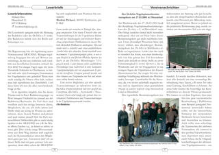 ARACHNE 9(6), 2004                                                                                                                                                                                    ARACHNE 9(6), 2004
                                      Leserbriefe                                                                                              Vereinsnachrichten
Leserbriefannahme:                                   hat sich unglaublich zum Positiven hin ent-              Der DeArGe-Vogelspinnenbestim-                      insbesondere am Samstag sehr gut besucht,
  Michaela Biese                                     wickelt!                                               mungskurs am 27.03.2004 in Düsseldorf                 so dass die mitgebrachten Binokulare mit
  Düsterbeck 51                                      Markus Pickavè, 46049 Oberhausen, per                                                                        jeweils zwei Personen pro Mikroskop ziem-
  45731 Waltrop                                      E-Mail                                                 Am Wochenende des 27-28.03.2004 fand                  lich ausgelastet waren. Bevor es jedoch an
     leserbriefe@dearge.de                                                                                  der diesjährige Vogelspinnenbestimmungs-              die praktische Bestimmung ging, wurde zu-
                                                     Gerne werden wir versuchen in Zukunft Ihre Anre-       kurs der DeArGe e.V. in Düsseldorf statt.             nächst ein theoretischer Teil von mir abge-
Die Leserbriefe spiegeln nicht die Meinung           gung umzusetzen. Eine kurze Übersicht über evtl.       Dies klingt zunächst einmal nicht besonders
der Redaktion oder der DeArGe e.V. wider.            Namensänderungen bei den Vogelspinnen können           aufregend, aber um ein Haar hätte dieser
Die Redaktion behält sich das Recht auf              wir mit der Inhaltsangabe und kritischer Bespre-       Bestimmungskurs gar nicht stattfinden kön-
Kürzungen vor.                                       chung entsprechender Publikationen in unserer Ru-      nen. Unser ehemaliger Pressewart hatte sich
                                                     brik »Kürzlich Publiziert« wiedergeben. Hin und        be reit erklärt, den diesjährigen Bestim-
                                                     wieder wird es sicherlich auch einen ausführlicheren   mungskurs der DeArGe in Mühlheim a.d.
Mit Begeisterung lese ich regelmässig unser          Artikel über den aktuellen Stand innerhalb einer       Ruhr zu organisieren. Leider war das auch
Vereinsjournal ARACHNE. Weniger regel-               be stimmten Vogelspinnengruppe geben, so wie es        so ziemlich das letzte, was man diesbezüg-
mässig hingegen bin ich auf Börsen etc.              zum Beispiel in dem Bericht »Welche Spinne ist         lich von ihm gehört hat. Ein besonderer
unterwegs, da mir aus zeitlichen und voral-          das?« in den DeArGe Mitteilungen 7(11)                 Dank geht deshalb an dieser Stelle an unser
lem aus beruflichen Gründen einfach die              gemacht wurde. Leider können solche ausführlichen      Vereinsmitglied C LAUDIA QUINTUS , die in
Zeit fehlt! Vor einigen Tagen sagte mir mein         Darstellungen zum Sachverhalt in einer bestimmten      Windeseile und mit viel Engagement in nur
Terraristik-Verkäufer in Oberhausen, es hät-         Vogelspinnengruppe nur von ausgewiesenen Exper-        wenigen Tagen die Organisation des Kurses              Die Tafel mit den gesammelten Anmerkungen zum theorti-
                                                                                                                                                                   schen Teil des Kurses. Foto: Volker von Wirth
ten sich sehr viele Gattungen/Artennamen             ten der betroffenen Gruppen gemacht werden und         übernommen hat. Sie sorg te für eine ver-
bei Vogelspinnen usw. geändert! Wenn man             diese können aus Zeitgründen nur hin und wieder        nünftige Verpflegung während des Wochen-                   handelt. Es wurde darüber diskutiert, was
nicht ständig die Ohren offen hält, verliert         einen solchen Bericht verfassen.                       endes, besorgte Unterkünfte für die Perso-                 man alles braucht um eine vernünftige Be-
man halt irgendwann den Durchblick. Und                   Eine weitere Möglichkeit sich über aktuelle       nen, die von weiter außerhalb angereist wa-                schreibung eines Taxon, z.B. einer Art oder
dazu hätte ich nun die alles entscheidende           Na mensänderungen zu informieren bietet das            ren, und sie organisierte einen gemütlichen                einer Gattung, durchführen zu können. An
Frage an Sie:                                        DeArGe-Diskussionsforum und dort speziell das          Abend in einem typisch urig-rheinischen                    einer Tafel wurden die Vorschläge der Kurs-
    Ist es irgendwie möglich, dass Sie dieses        Unterforum »DeArGe – Systematik / Taxo-                Lokal in Düsseldorf.                                       teilnehmer zu diesem Thema gesammelt.
Thema mal in Ihrer Redaktionsgruppe zu               nomie«! Darin wird häufig sehr zeitnah über ver-           Der eigentliche Bestimmungskurs war                    Wir kamen so zu dem Ergebnis, dass man
Wort bringen? Vielleicht hat jemand aus der          schiedenste Publikationen und Namensänderungen                                                                                   für eine gute taxonomische
Redaktion/Recherche die Zeit dazu und                in der Vogelspinnensystematik berichtet.                                                                                         Beschrei bung / Pu blikation
vorallem auch das nötige Interesse daran,            Die Redaktion                                                                                                                    zum Beispiel genügend Tier-
Mit gliedern, die wie ich nicht immer auf                                                                                                                                             material un ter sucht haben
Draht sind, ein wenig im Wissen zu unter-                                                                                                                                             sollte, um die innerartliche
stützen, diese Neuen Namen aufzulisten                                                                                                                                                Variation der verwendeten
und auch immer aktuell Heft für Heft wei-                                                                                                                                             Merk male bes ser berechnen
terzuführen! Schliesslich gibt es auch häufig                                                                                                                                         und beurteilen zu können.
Spalten in der ARACHNE wie z.B. die Bör-                                                                                                                                              Auch soll te man unbedingt
se »Biete/Suche« o.a., in denen es nichts zu                                                                                                                                          die Typenserien der nächsten
lesen gibt. Dies würde einige Missverständ-                                                                                                                                           Verwandten, die zumeist in
nisse aus dem Weg räumen und zugleich                                                                                                                                                 den großen Naturkundemu-
auch der Kommunikation unter den Mitglie-                                                                                                                                             seen deponiert sind, un ter -
dern ganz gut tun. Ansonsten darf ich an                                                                                                                                              sucht haben, da die Original-
dieser Stelle mal ein ganz grosses Lob aus-                                                                                                                                           beschreibungen der allermei-
                                                                                                             Die Teilnehmer des Vogelspinnenbestimmungskurses der DeArGe 2004 in Düs-
sprechen, denn allein schon die ARACHNE                                                                      seldorf. Foto: Volker von Wirth                                          sten Vogelspinnenarten – aus
                                                36                                                                                                           37
 