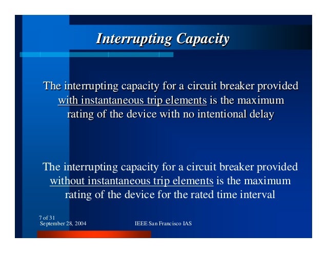 Circuit Breakers Interrupting Capacity and Short-Time Current Rating