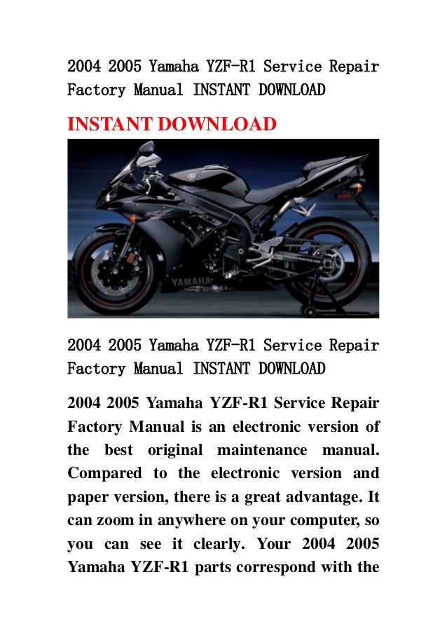 2004 2005 yamaha yzf r1 service repair factory manual instant