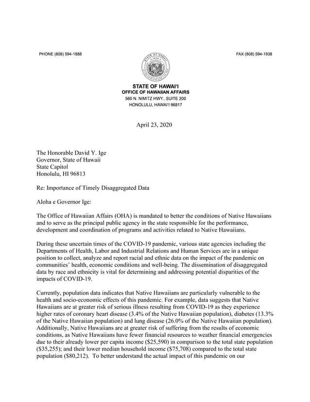 OHA Data Request