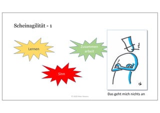 Sinn
Lernen
Zusammen
arbeit
Scheinagilität - 1
Das geht mich nichts an© 2020 Peter Stevens
 