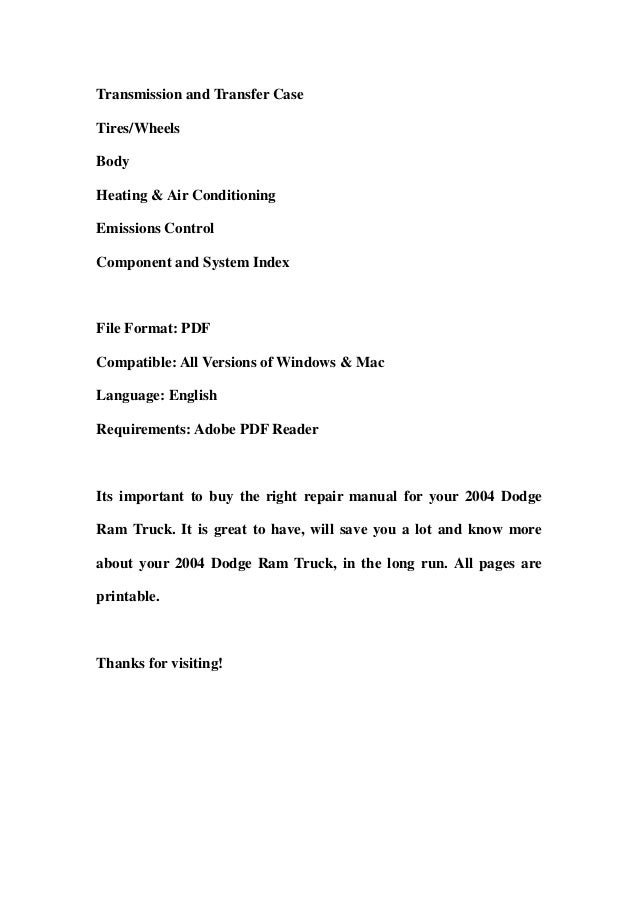 2004 dodge ram truck service repair workshop manual download