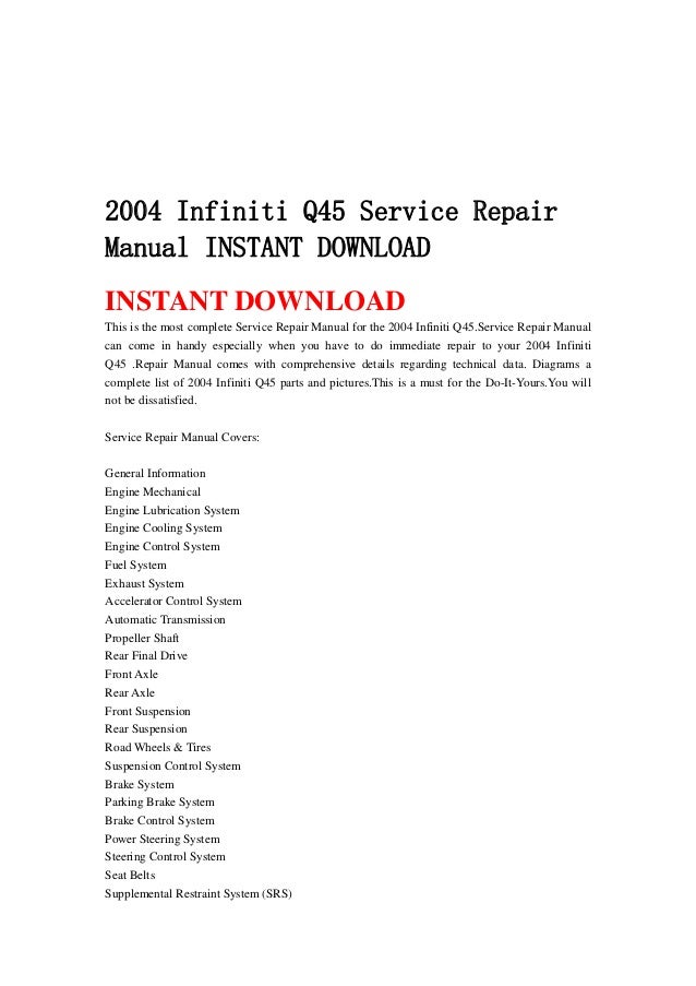 Infiniti q45 manual