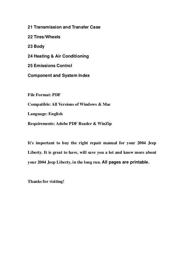 Jeep Liberty 2004 Repair Manual Pdf Download