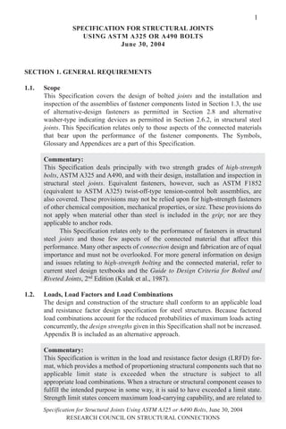 Specification for structural joints using A325 or A490 | PDF