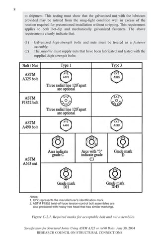 Specification for structural joints using A325 or A490 | PDF