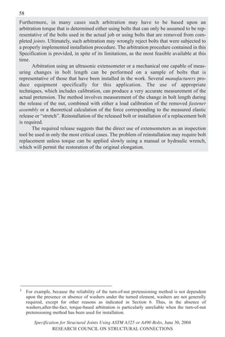 Specification for structural joints using A325 or A490 | PDF