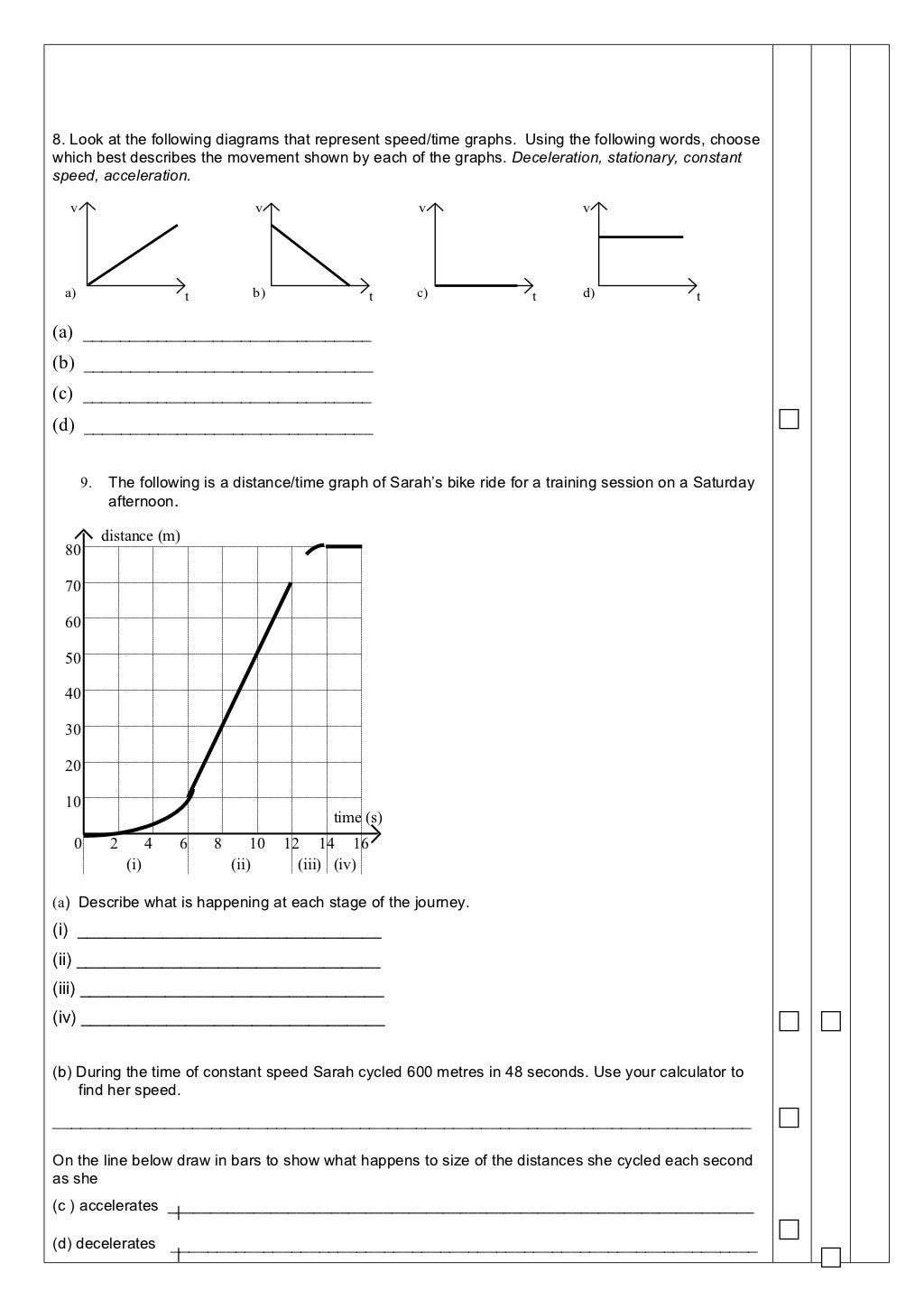 forces and motion practise test 2