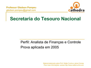 Secretaria do Tesouro Nacional Perfil: Analista de Finanças e Controle Prova aplicada em 2005 