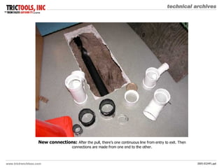 New connections:   After the pull, there’s one continuous line from entry to exit. Then connections are made from one end to the other. 