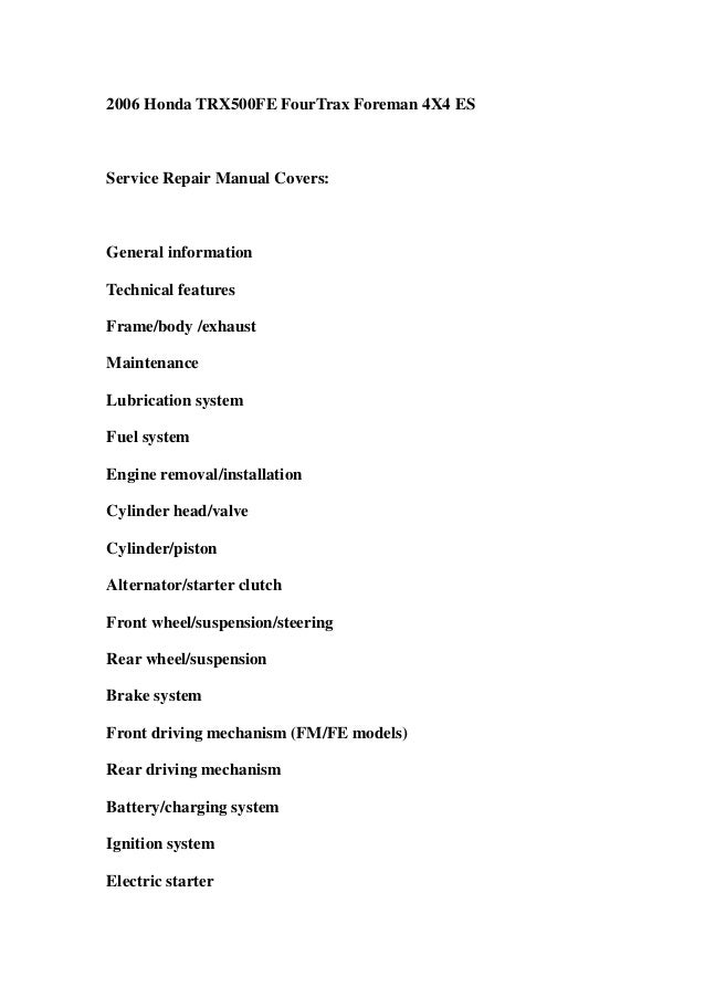 2005 2006 honda trx500 fe fm tm fourtrax foreman service repair works…