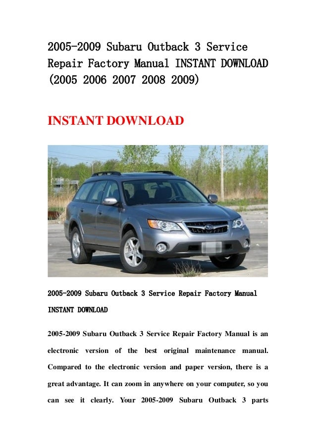 Download Subaru Outback User Manual