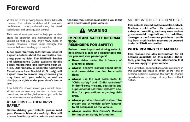 2005 Murano Owner S Manual 2005 Murano Owner S Manual