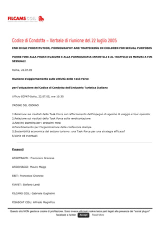 Task Force Italiana codice condotta ECPAT