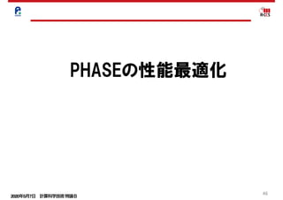 2020年5月7日 計算科学技術特論Ｂ 
46
PHASEの性能最適化
 