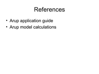 References
• Arup application guide
• Arup model calculations
 