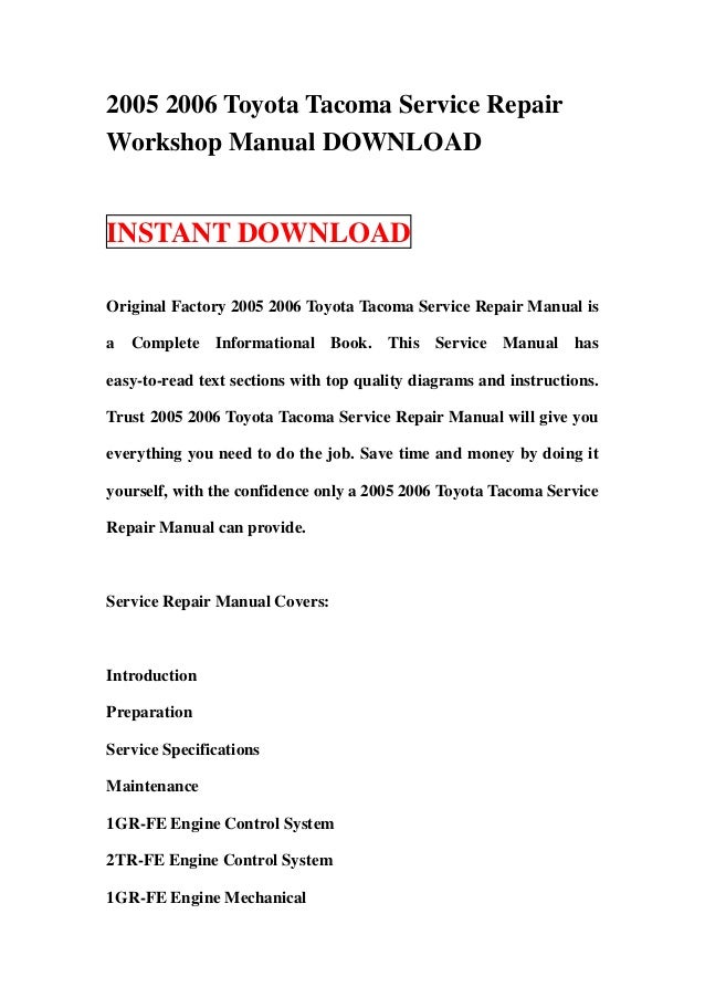 2005 toyota tacoma repair manual