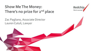 Show MeThe Money:
There’s no prize for 2nd place
Zac Pagliano, Associate Director
Lauren Cutuli, Lawyer
 