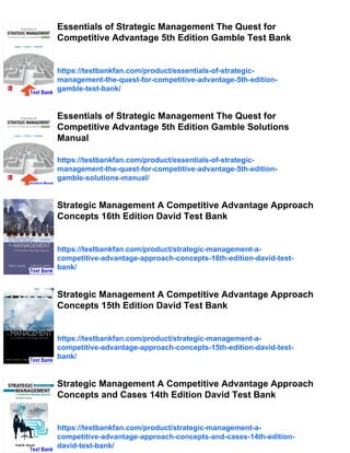 Strategic Management and Competitive Advantage 5th Edition Barney Test ...