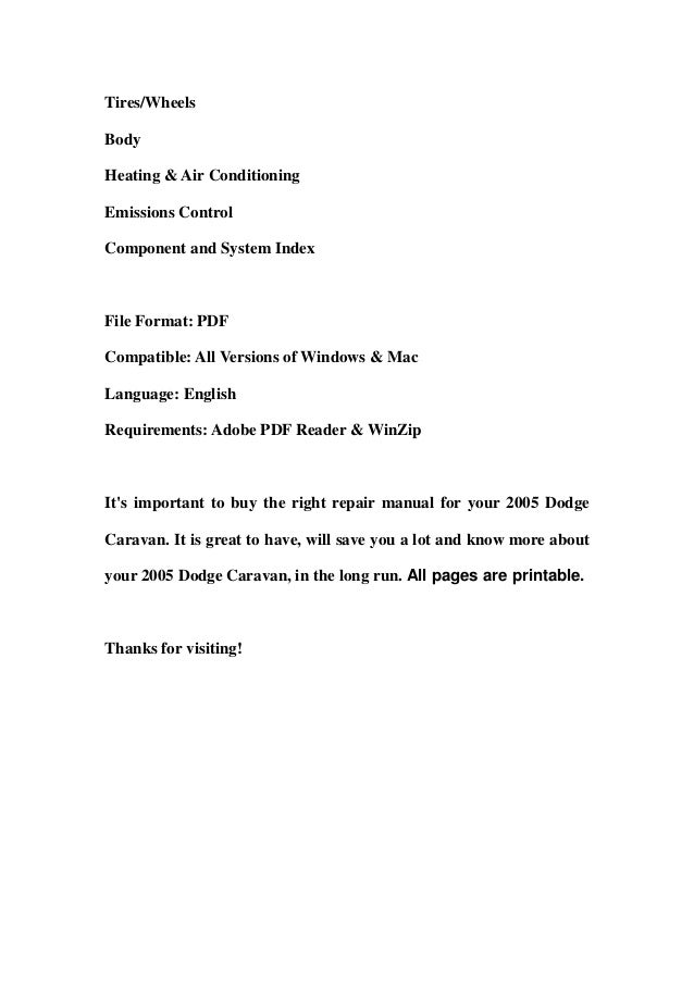 2005 dodge caravan repair manual free