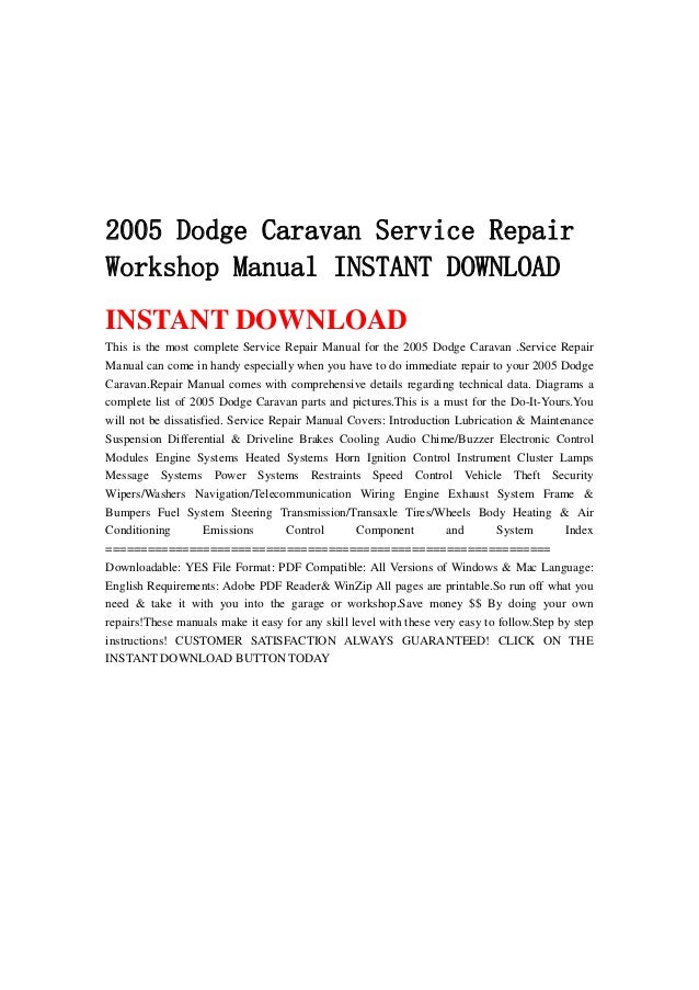 1996 dodge caravan repair manual download