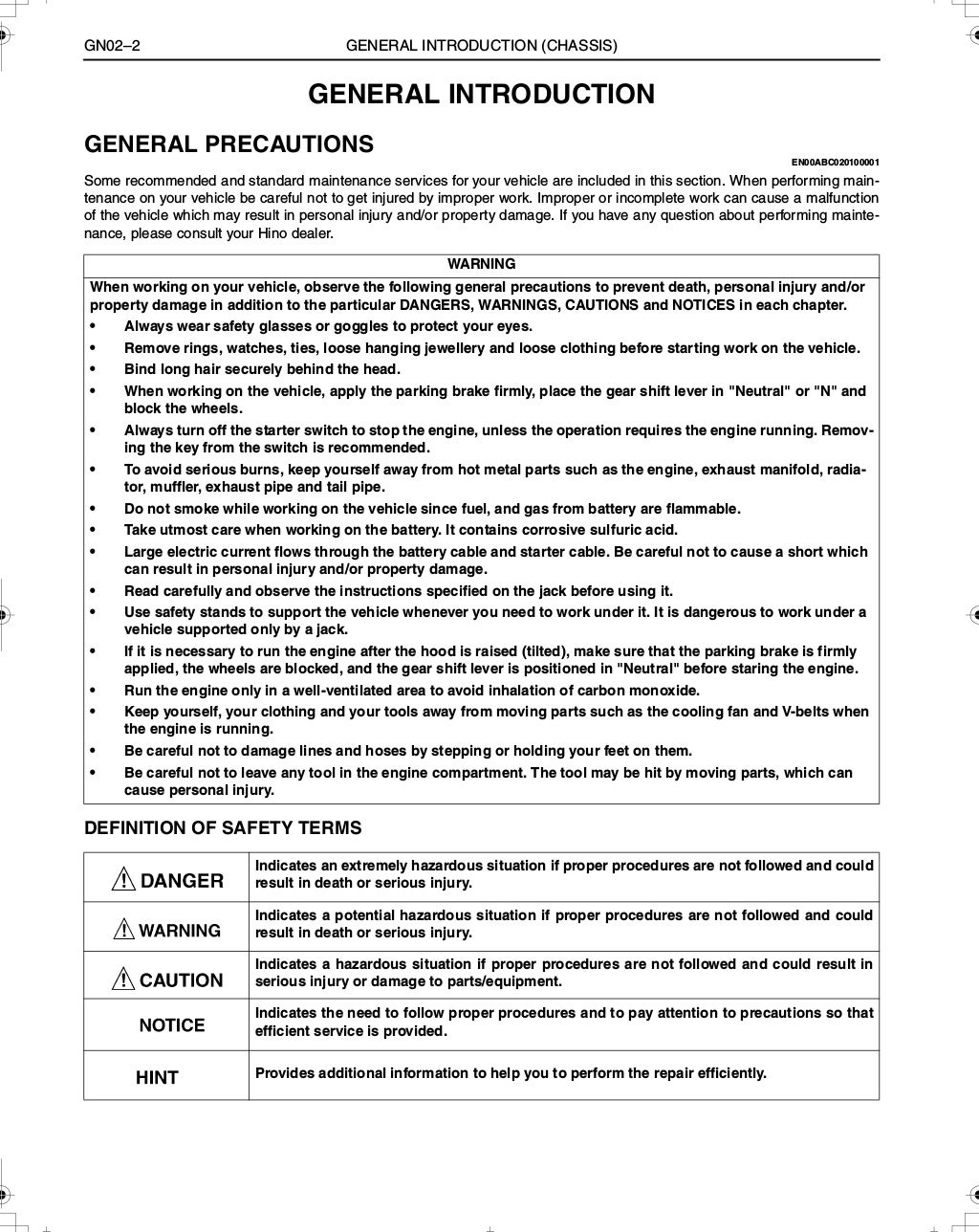 2005 hino 145 series truck service repair manual