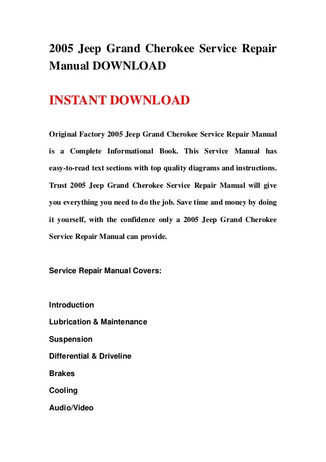 2005 jeep grand cherokee service repair manual download