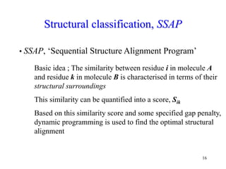 16
Structural classification, SSAP
• SSAP, ‘Sequential Structure Alignment Program’
Basic idea ; The similarity between re...